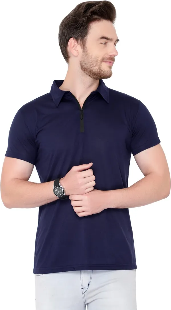 Blue_Cotton_Solid_Polo_Neck_Regukar_Fit_T-Shirt_For_Men