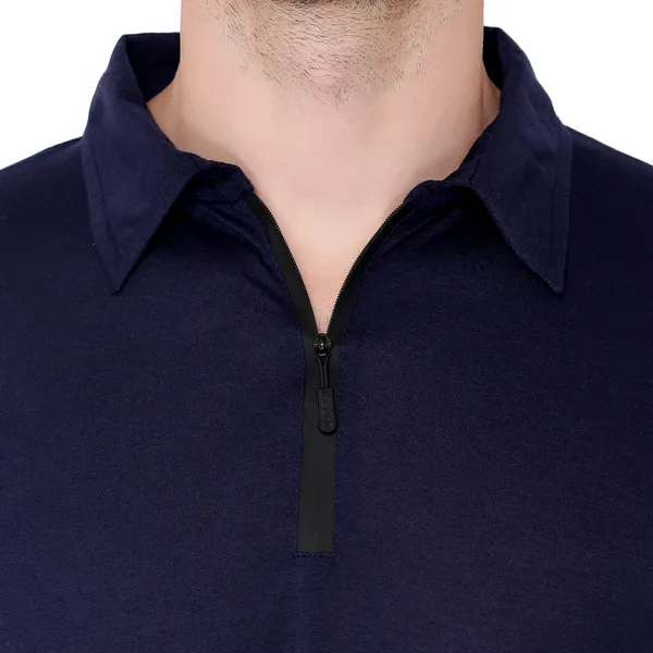 Blue_Cotton_Solid_Polo_Neck_Regukar_Fit_T-Shirt_For_Men