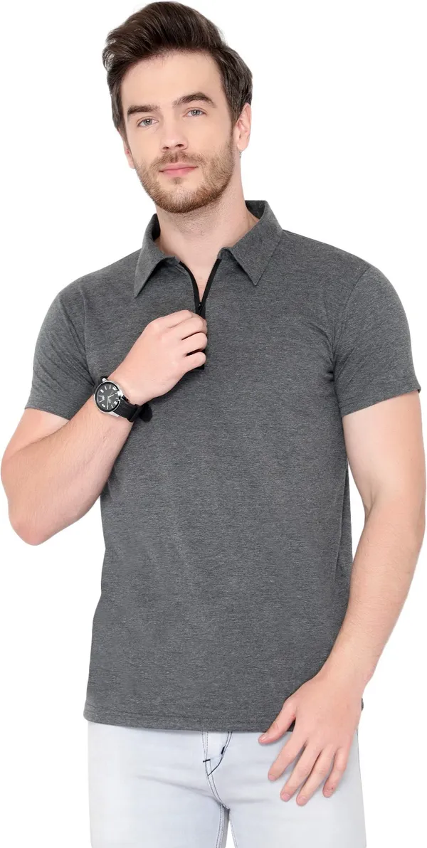 Grey_Cotton_Solid_Polo_Neck_Regukar_Fit_T-Shirt_For_Men