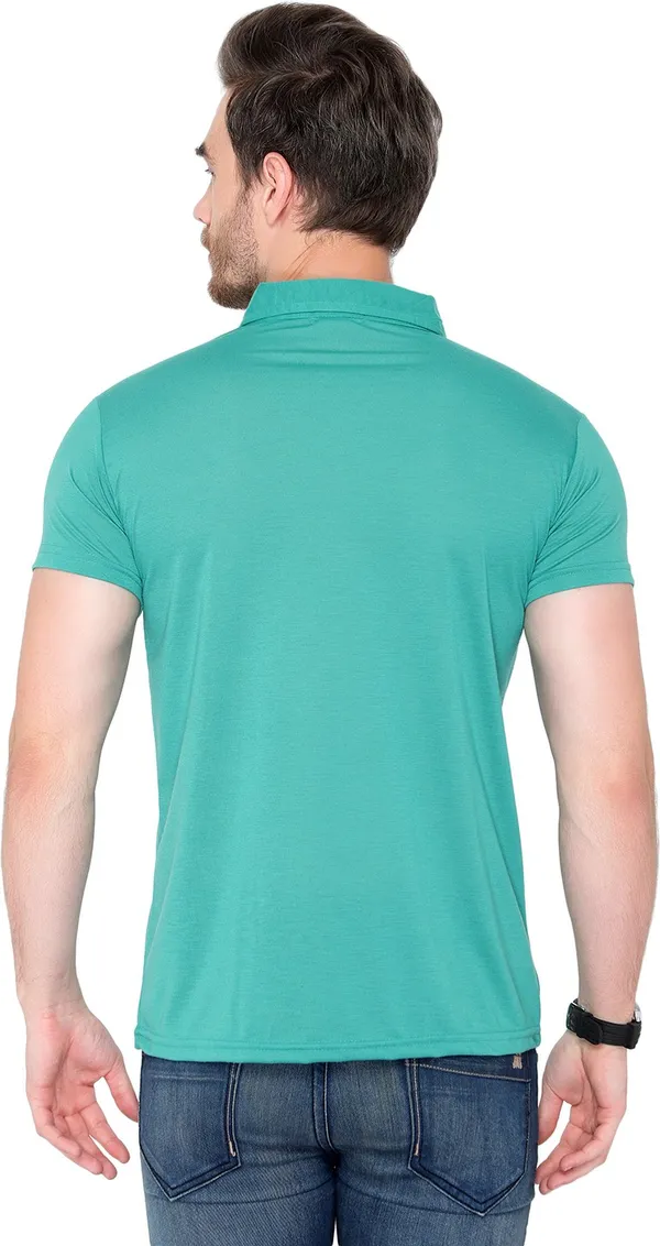 Light_Green_Cotton_Solid_Polo_Neck_Regukar_Fit_T-Shirt_For_Men