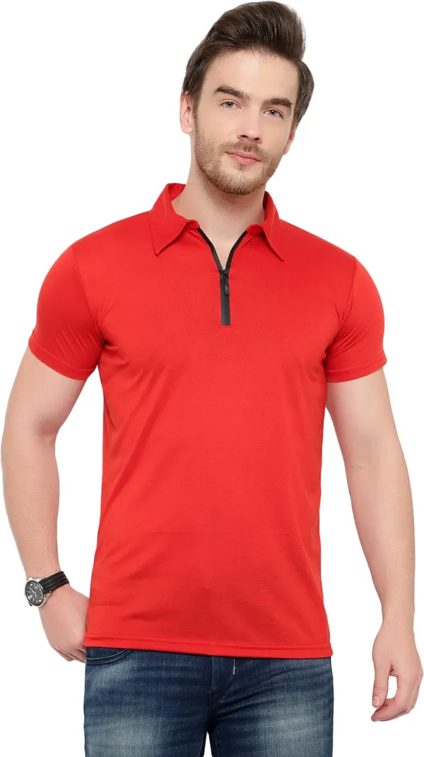 Red_Cotton_Solid_Polo_Neck_Regukar_Fit_T-Shirt_For_Men