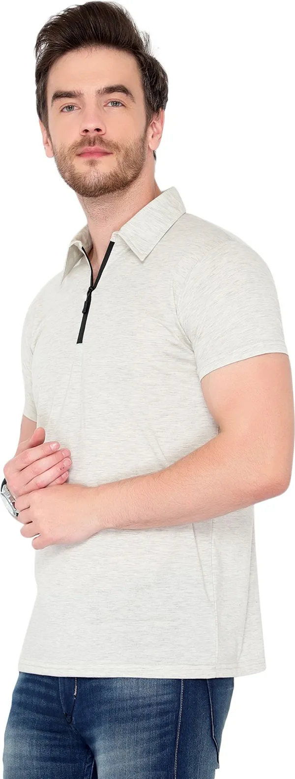 Grey_Cotton_Solid_Polo_Neck_Regukar_Fit_T-Shirt_For_Men