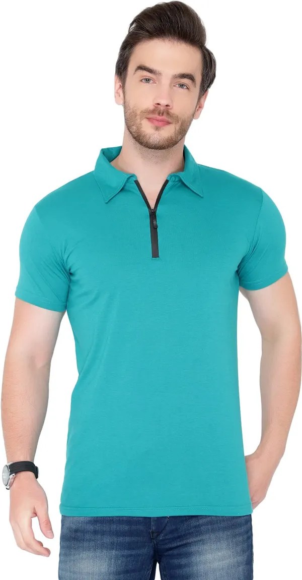 Dark_Blue_Cotton_Solid_Polo_Neck_Regukar_Fit_T-Shirt_For_Men