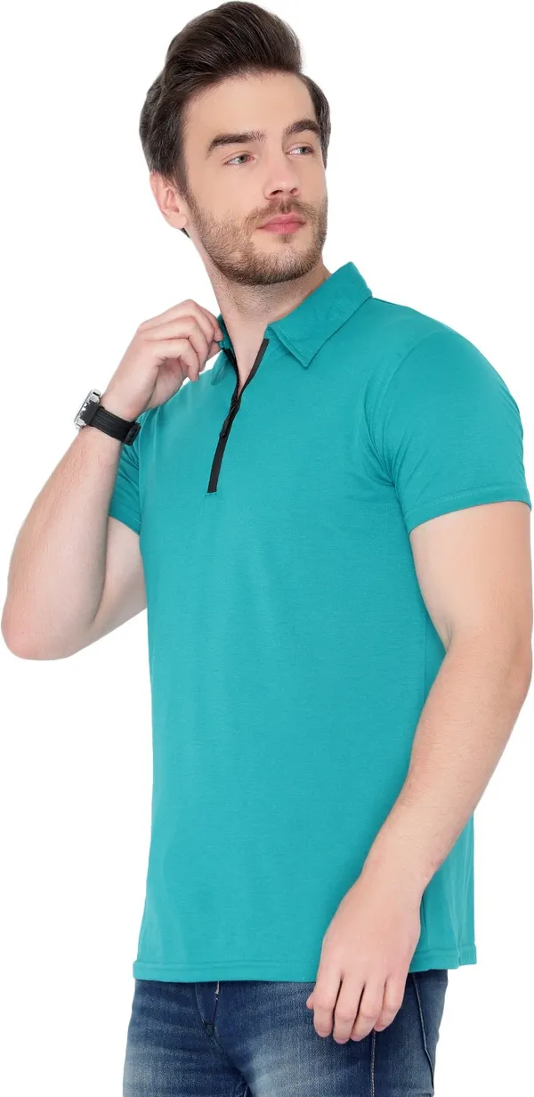 Dark_Blue_Cotton_Solid_Polo_Neck_Regukar_Fit_T-Shirt_For_Men