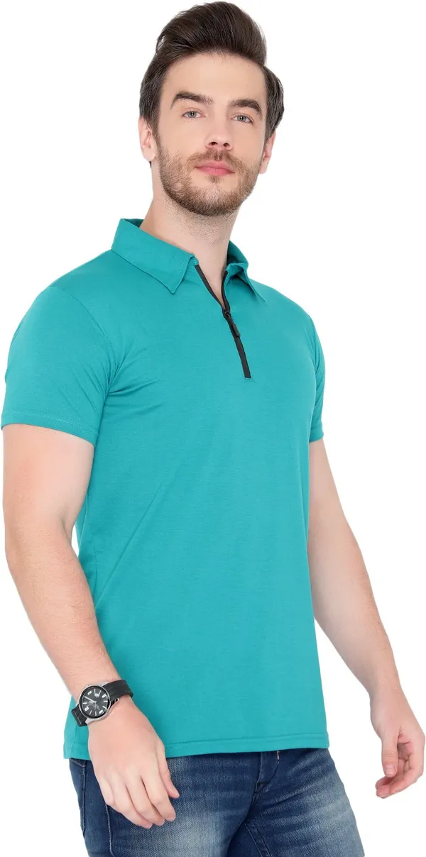 Dark_Blue_Cotton_Solid_Polo_Neck_Regukar_Fit_T-Shirt_For_Men