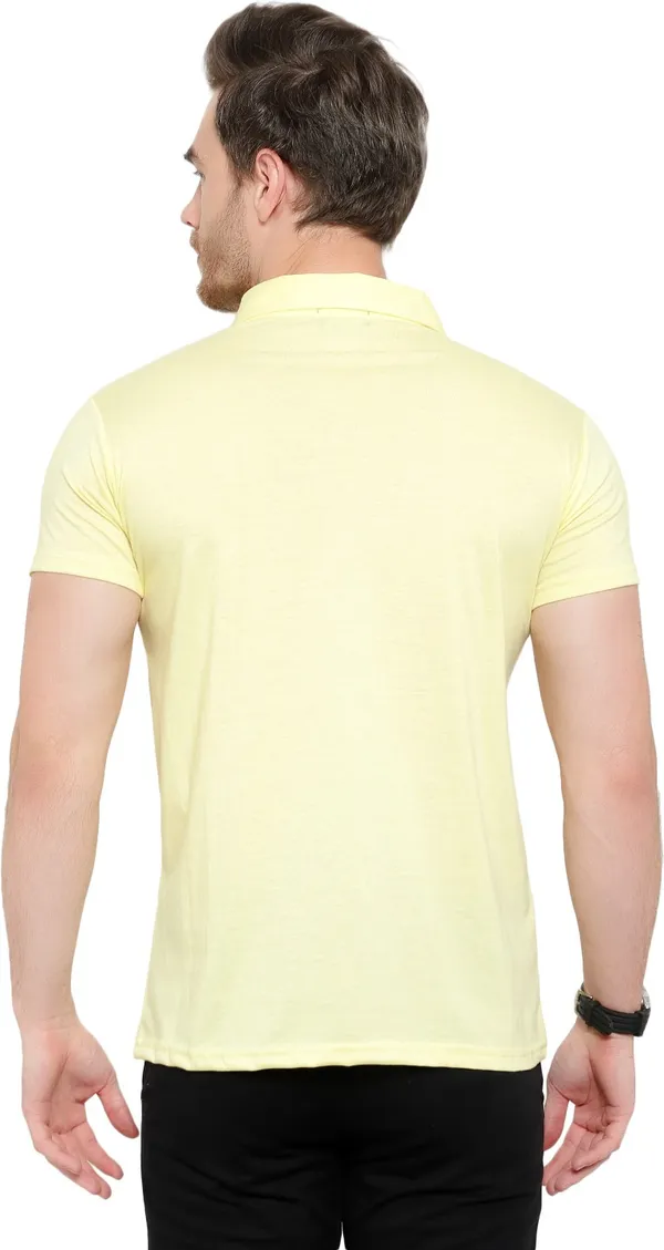 Yellow_Cotton_Solid_Polo_Neck_Regukar_Fit_T-Shirt_For_Men