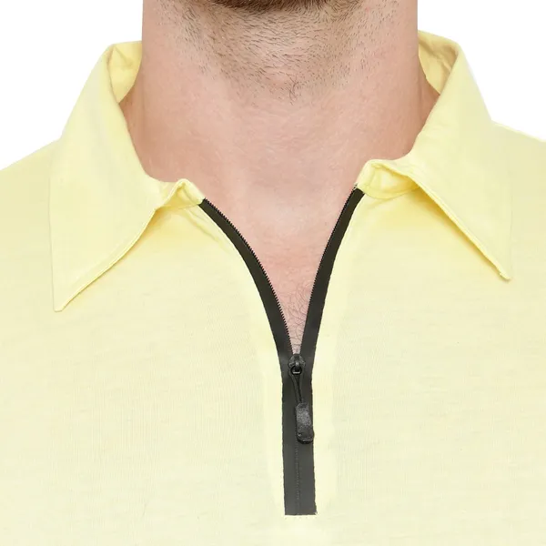 Yellow_Cotton_Solid_Polo_Neck_Regukar_Fit_T-Shirt_For_Men
