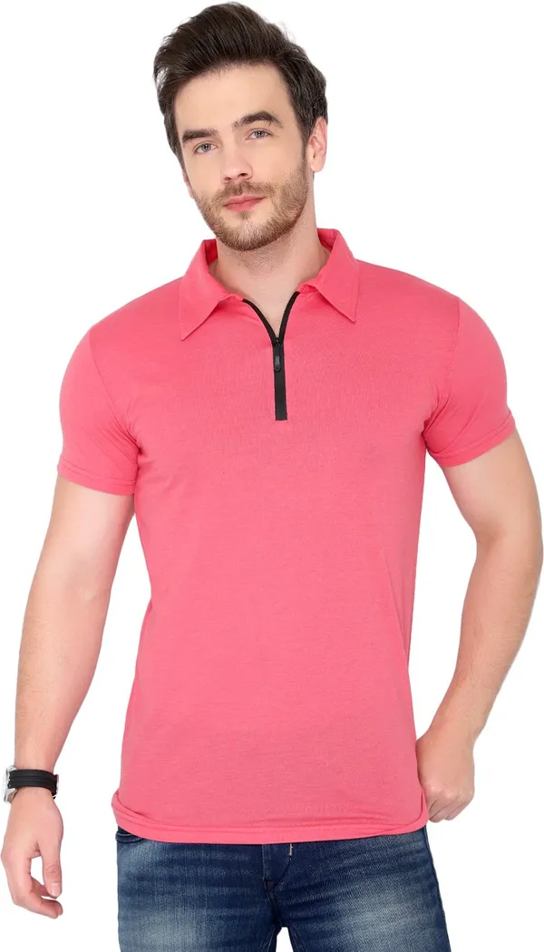 Red_Cotton_Solid_Polo_Neck_Regukar_Fit_T-Shirt_For_Men