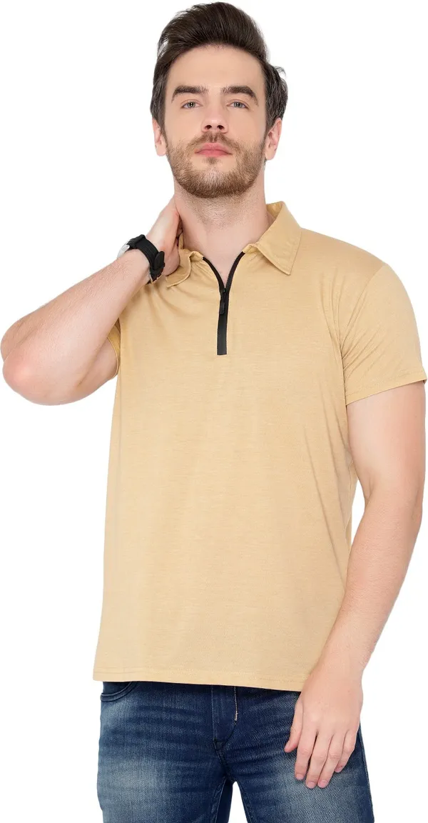 Beige_Cotton_Solid_Polo_Neck_Regukar_Fit_T-Shirt_For_Men
