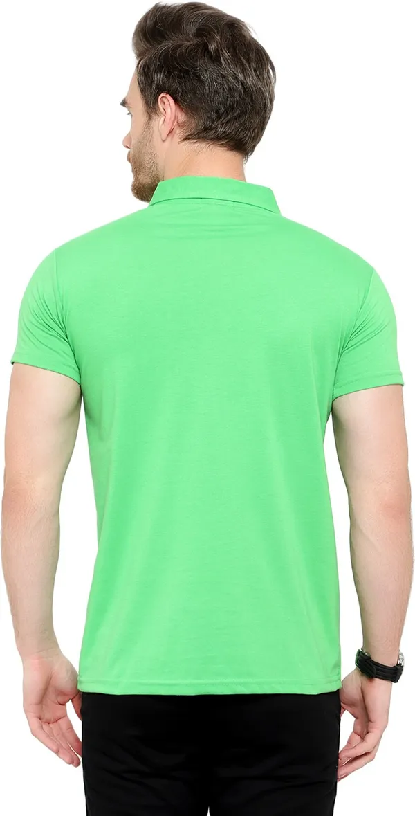 Green_Cotton_Solid_Polo_Neck_Regukar_Fit_T-Shirt_For_Men