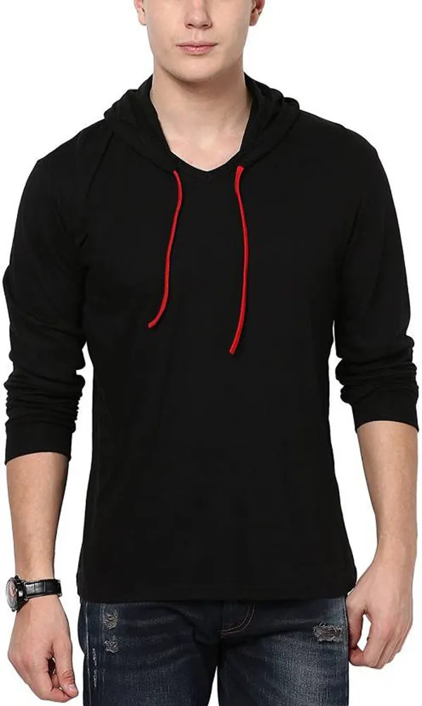 Black_Cotton_Solid_Hooded_Neck_Regukar_Fit_T-Shirt_for_men