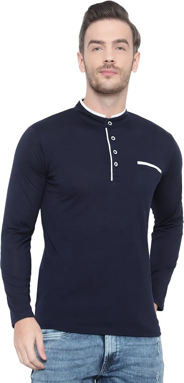 Navy_Blue_Cotton_Solid_Mandarin_Collar_Navy_Regukar_Fit_T-Shirt_for_men