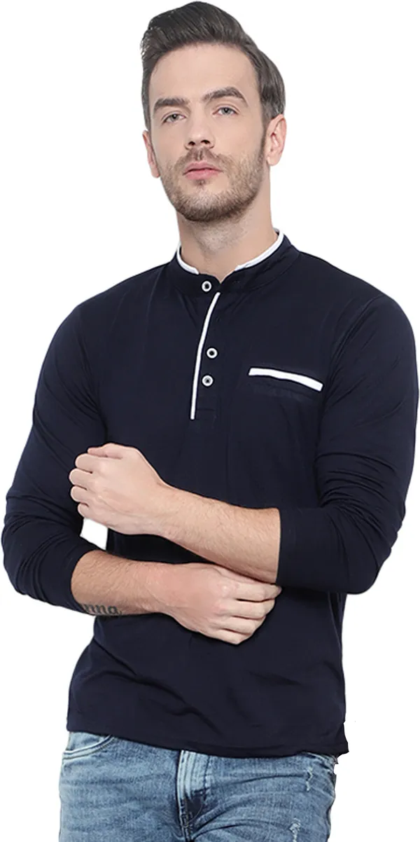 Navy_Blue_Cotton_Solid_Mandarin_Collar_Navy_Regukar_Fit_T-Shirt_for_men