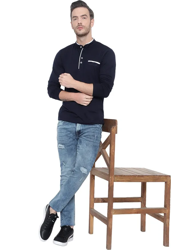 Navy_Blue_Cotton_Solid_Mandarin_Collar_Navy_Regukar_Fit_T-Shirt_for_men