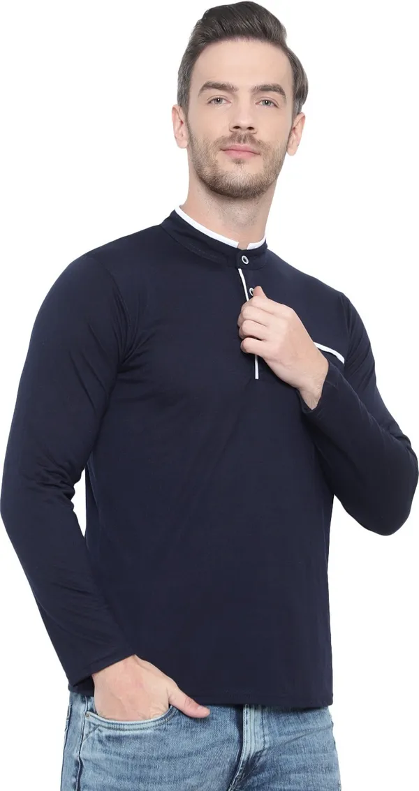 Navy_Blue_Cotton_Solid_Mandarin_Collar_Navy_Regukar_Fit_T-Shirt_for_men