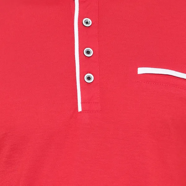 Red__Cotton_Solid_Mandarin_Collar__Regukar_Fit_T-Shirt_For_Men