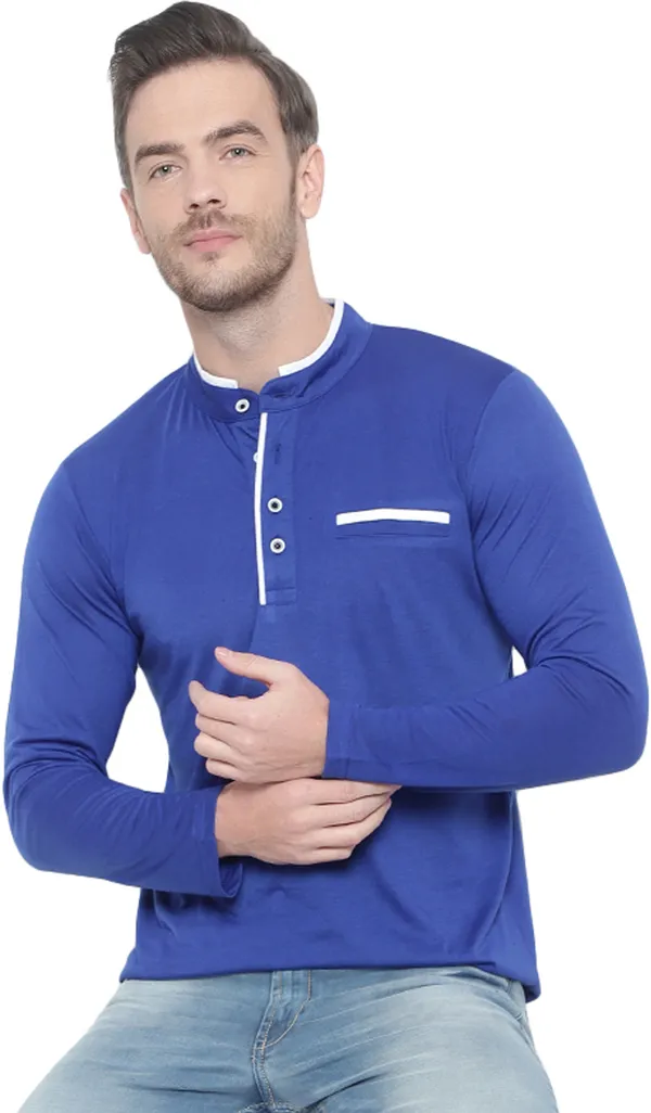 Dark_Blue_Cotton_Solid_Mandarin_Collar_Regukar_Fit_T-Shirt_for_men