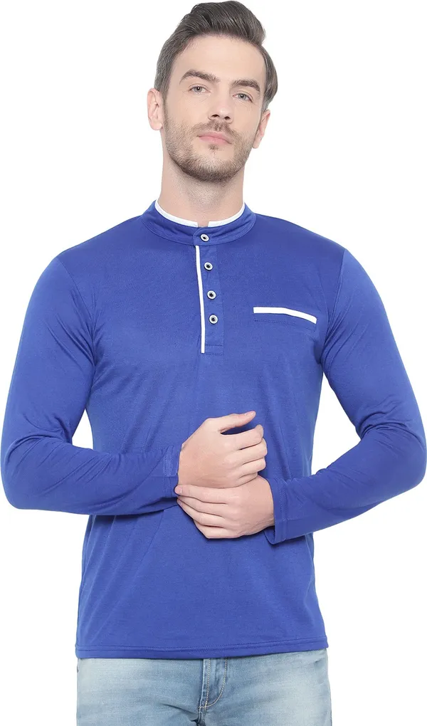 Dark_Blue_Cotton_Solid_Mandarin_Collar_Regukar_Fit_T-Shirt_for_men