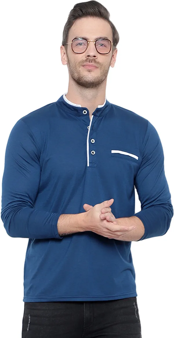 Dark_Blue_Cotton_Solid_Mandarin_Collar_Regukar_Fit_T-Shirt_for_men