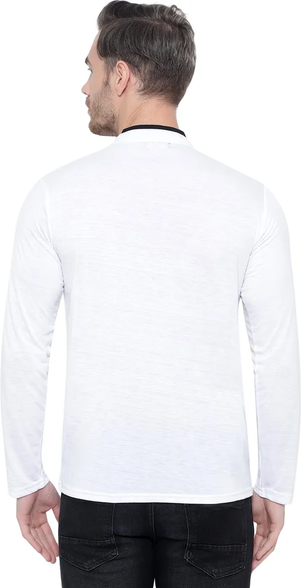 White_Cotton_Solid_Men_Mandarin_Collar_White_Regukar_Fit_T-Shirt_For_Men