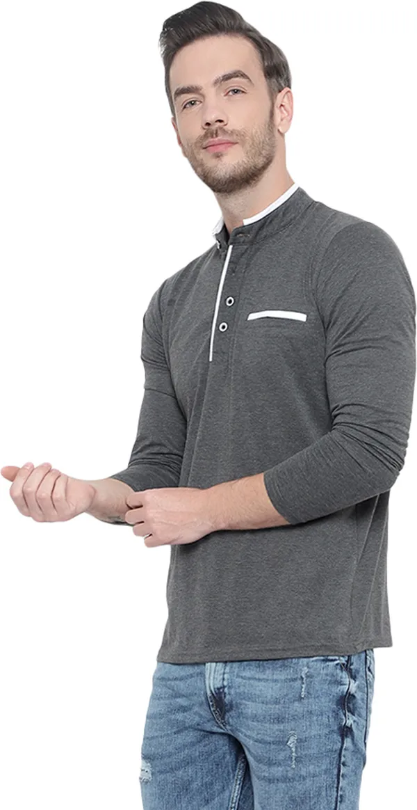 Grey_Solid_Cotton_T-Shirt_for_Men_|_Mandarin_Collar,_Regular_Fit