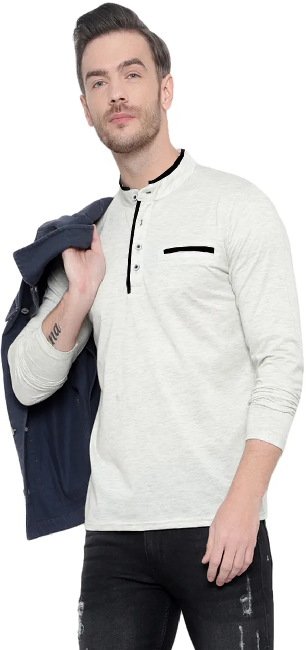 Grey_Cotton_Solid_Men_Mandarin_Collar_Regukar_Fit_T-Shirt_For_Men