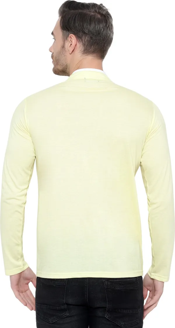 Yellow_Cotton_Solid_Mandarin_Collar_Regukar_Fit_T-Shirt_For_Men