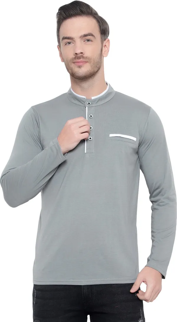 Grey_Cotton_Solid_Mandarin_Collar_Regukar_Fit_T-Shirt_For_Men