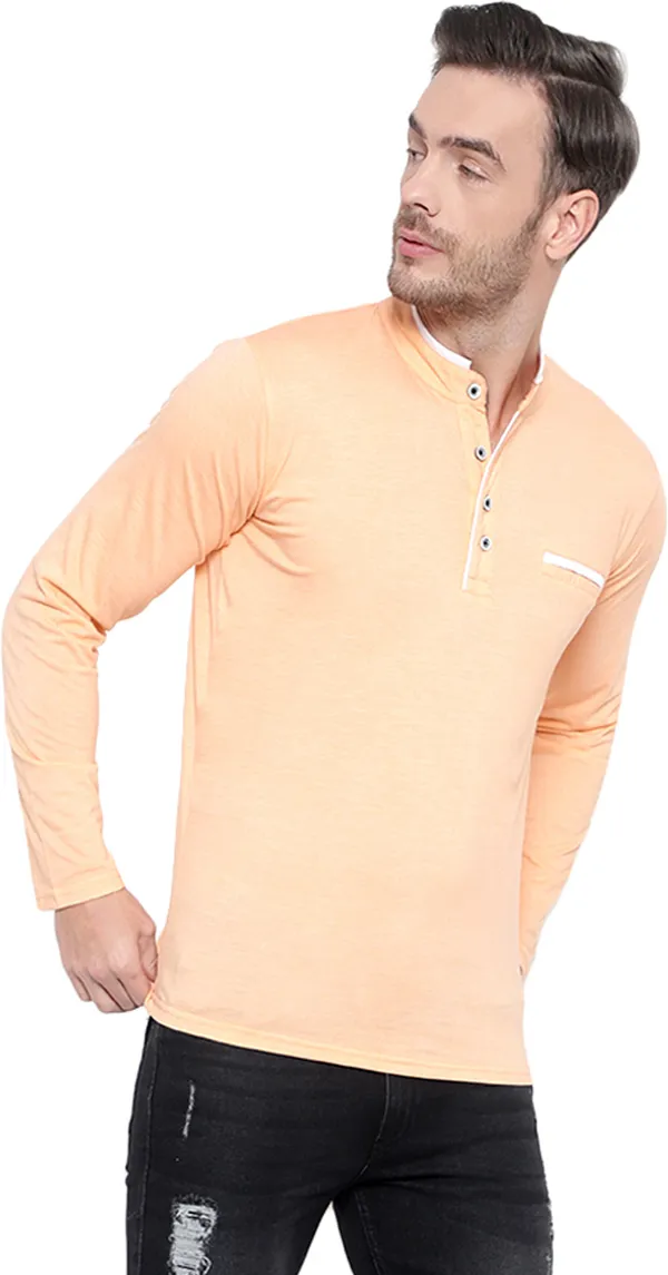 Beige_Cotton_Solid_Mandarin_Collar_Regukar_Fit_T-Shirt_For_Men