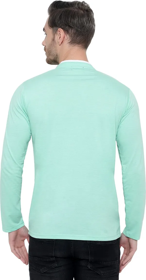 Green_Cotton_Solid_Mandarin_Collar_Regukar_Fit_T-Shirt_For_Men
