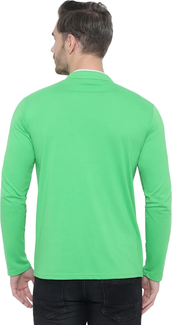 Dark_Green_Cotton_Solid_Mandarin_Collar_Regukar_Fit_T-Shirt_For_Men