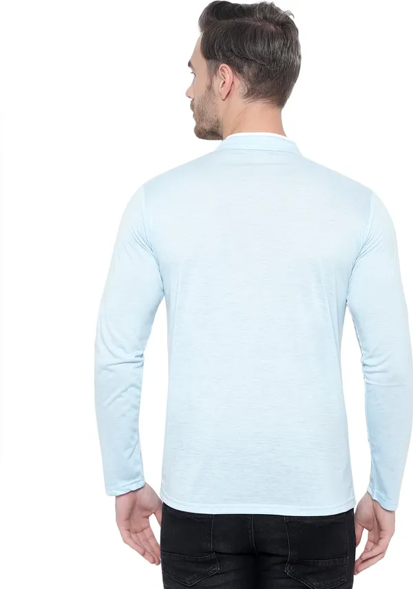 Blue_Cotton_Solid_Mandarin_Collar_Regukar_Fit_T-Shirt_For_Men