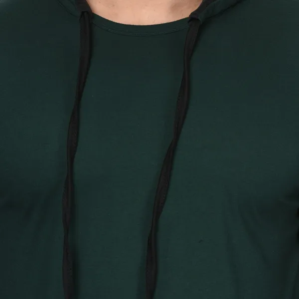 Dark_Green_Colorblock_Hooded_Neck_Regukar_Fit_T-Shirt_For_Men