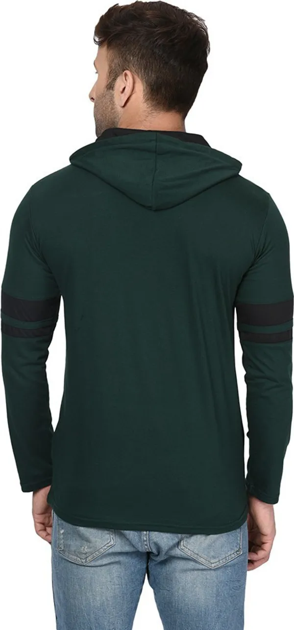 Dark_Green_Colorblock_Hooded_Neck_Regukar_Fit_T-Shirt_For_Men