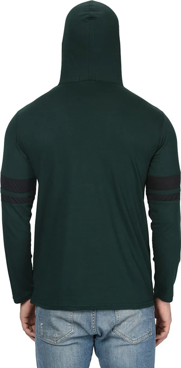 Dark_Green_Colorblock_Hooded_Neck_Regukar_Fit_T-Shirt_For_Men
