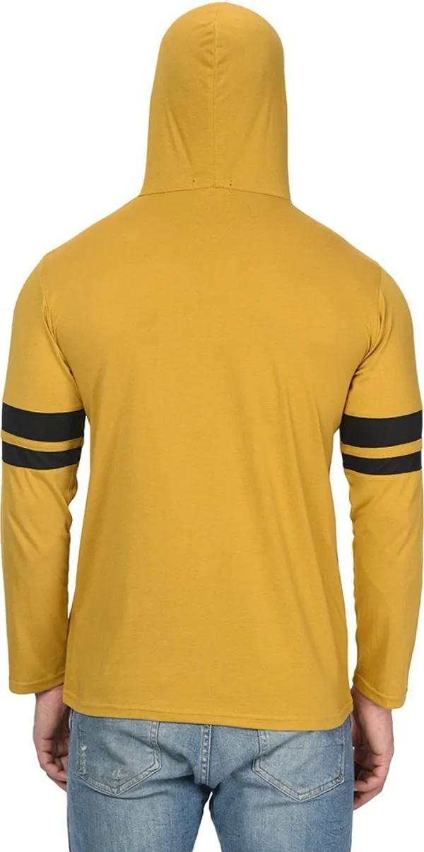 Black_&_Yellow_Printed_Hooded_Neck_Regukar_Fit_T-Shirt_For_Men