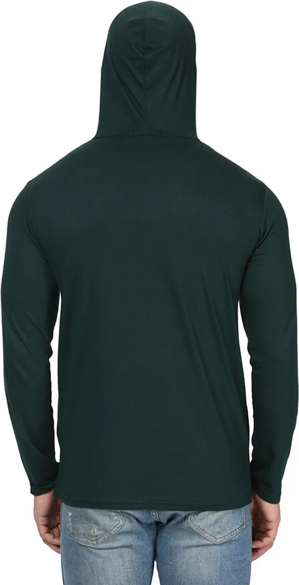 Dark_Green_Cotton_Solid_Hooded_Neck_Regukar_Fit_T-Shirt_For_Men