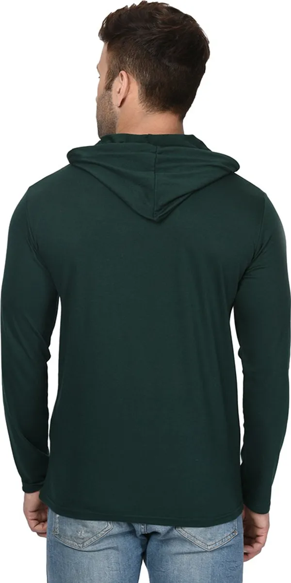 Dark_Green_Cotton_Solid_Hooded_Neck_Regukar_Fit_T-Shirt_For_Men
