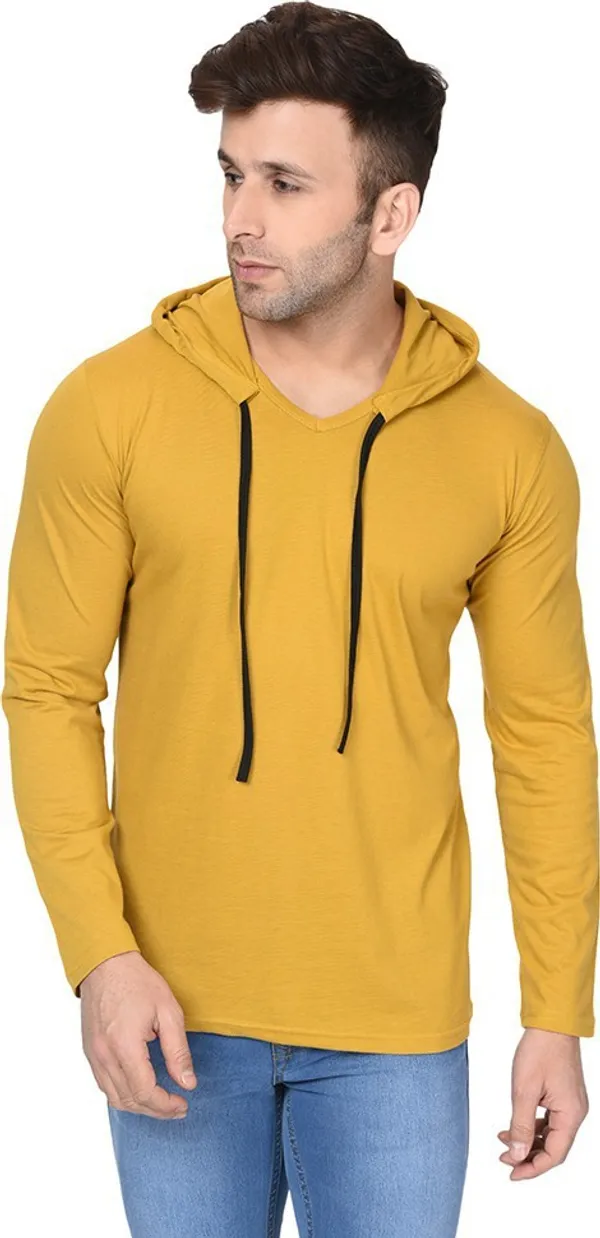 Yellow_Cotton_Solid_Scoop_Neck_Regukar_Fit_T-Shirt_For_Men