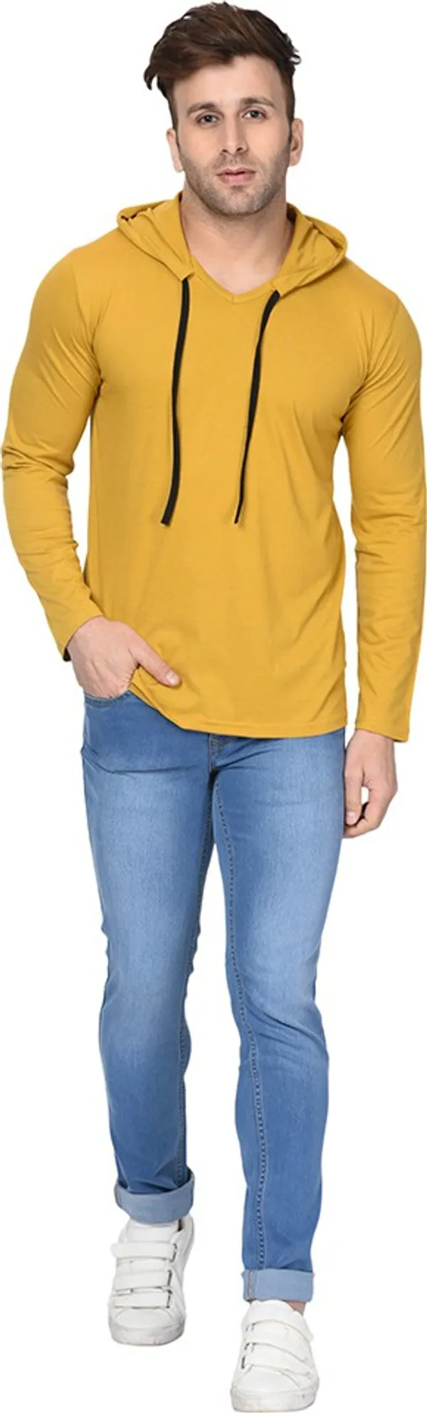 Yellow_Cotton_Solid_Scoop_Neck_Regukar_Fit_T-Shirt_For_Men