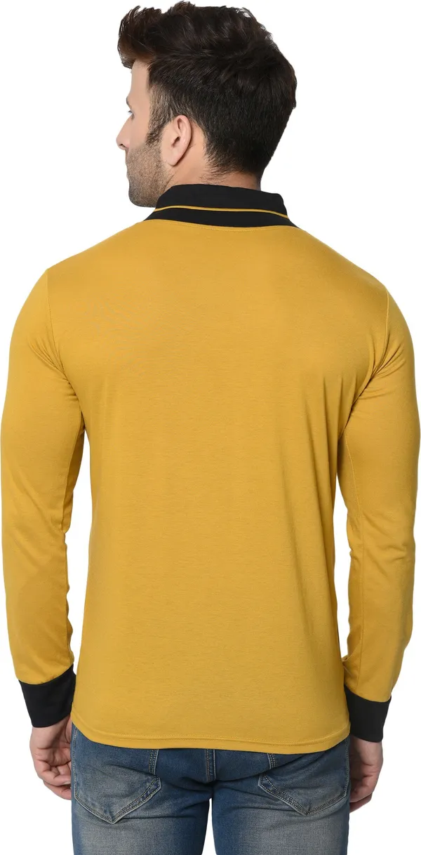 Pink_Colorblock_Shawl_Neck_Black,_Regukar_Fit_T-Shirt_for_men