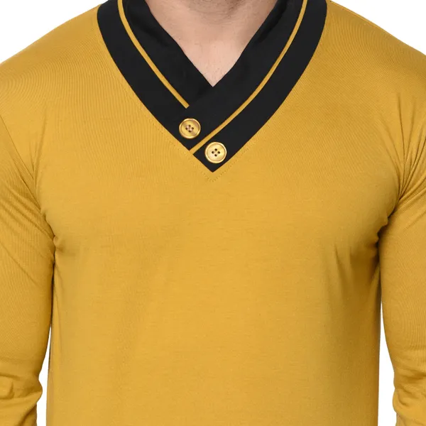 Pink_Colorblock_Shawl_Neck_Black,_Regukar_Fit_T-Shirt_for_men