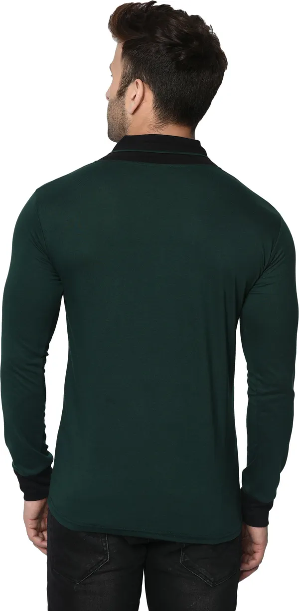 Dark_Green_Colorblock_Shawl_Neck_Regukar_Fit_T-Shirt_for_men