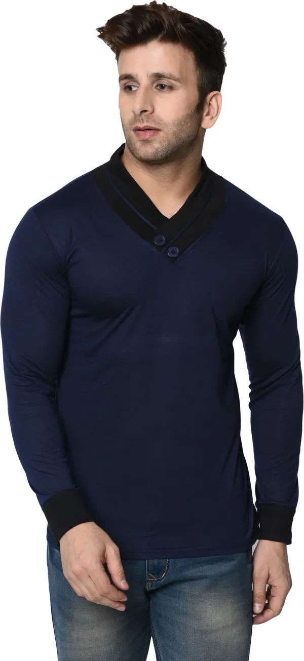 Dark_Blue_Colorblock_Shawl_Neck_Regukar_Fit_T-Shirt_for_men