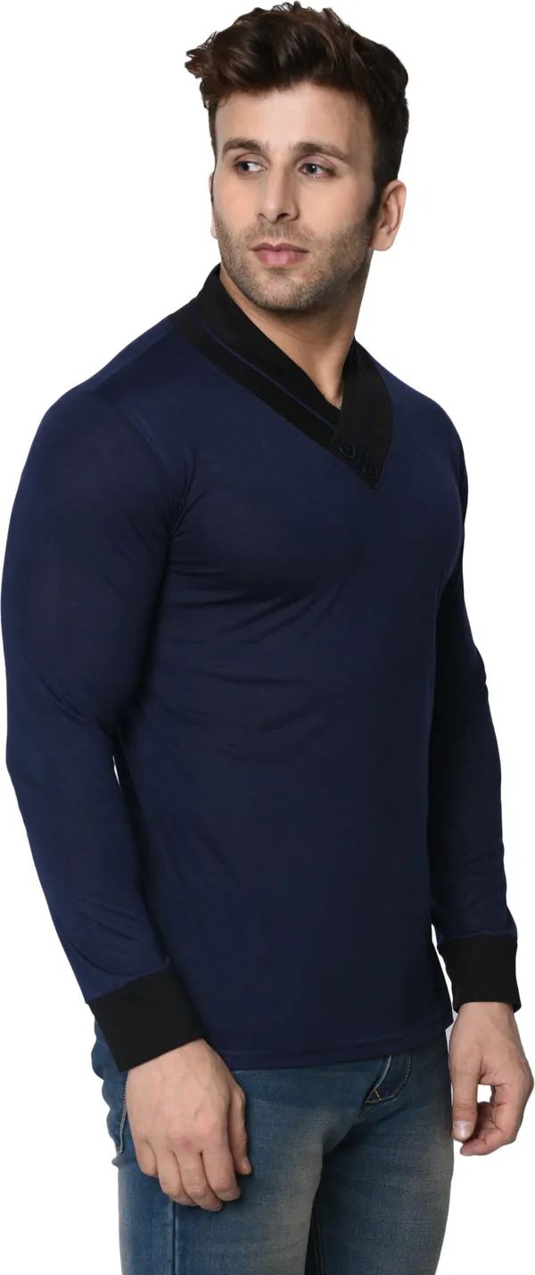 Dark_Blue_Colorblock_Shawl_Neck_Regukar_Fit_T-Shirt_for_men
