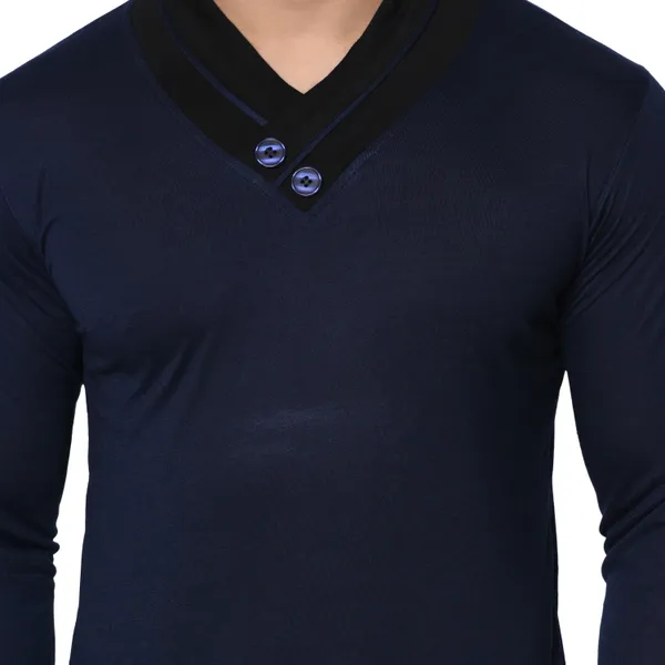 Dark_Blue_Colorblock_Shawl_Neck_Regukar_Fit_T-Shirt_for_men
