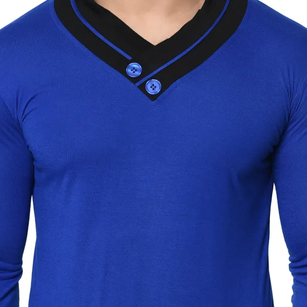 Dark_Blue_Colorblock_Shawl_Neck_Regukar_Fit_T-Shirt_for_men