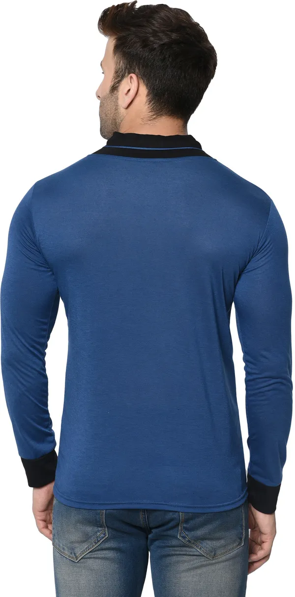Dark_Blue_Colorblock_Shawl_Neck_Regukar_Fit_T-Shirt_For_Men