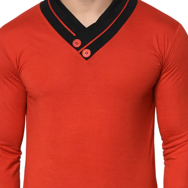 Red_Colorblock_Shawl_Neck_Regukar_Fit_T-Shirt_for_men