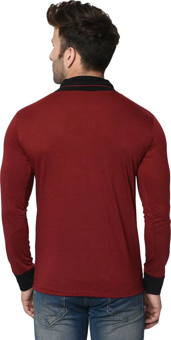 Maroon_Colorblock_Shawl_Neck_Regukar_Fit_T-Shirt_for_men